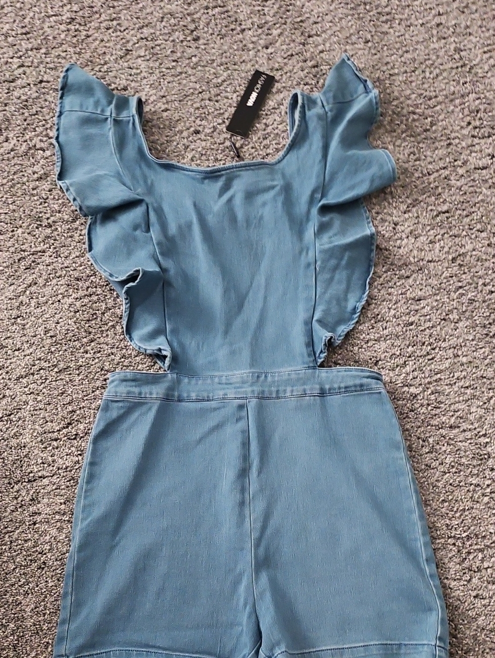 Women's Blue Ruffle One-Piece Romper - Unknown Brand
